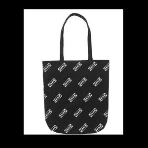 IKEA AURTIENDE Cotton Canvas Tote Bag, Black with Reflective Logo, 205.789.72